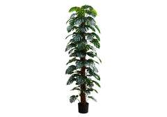 Artificial Plant, 83" Tall, Monstera Tree, Floor, Indoor, Decorative, Green Leaves, Black Pot