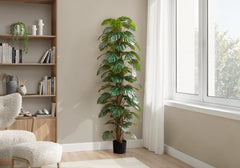 Artificial Plant, 83" Tall, Monstera Tree, Floor, Indoor, Decorative, Green Leaves, Black Pot