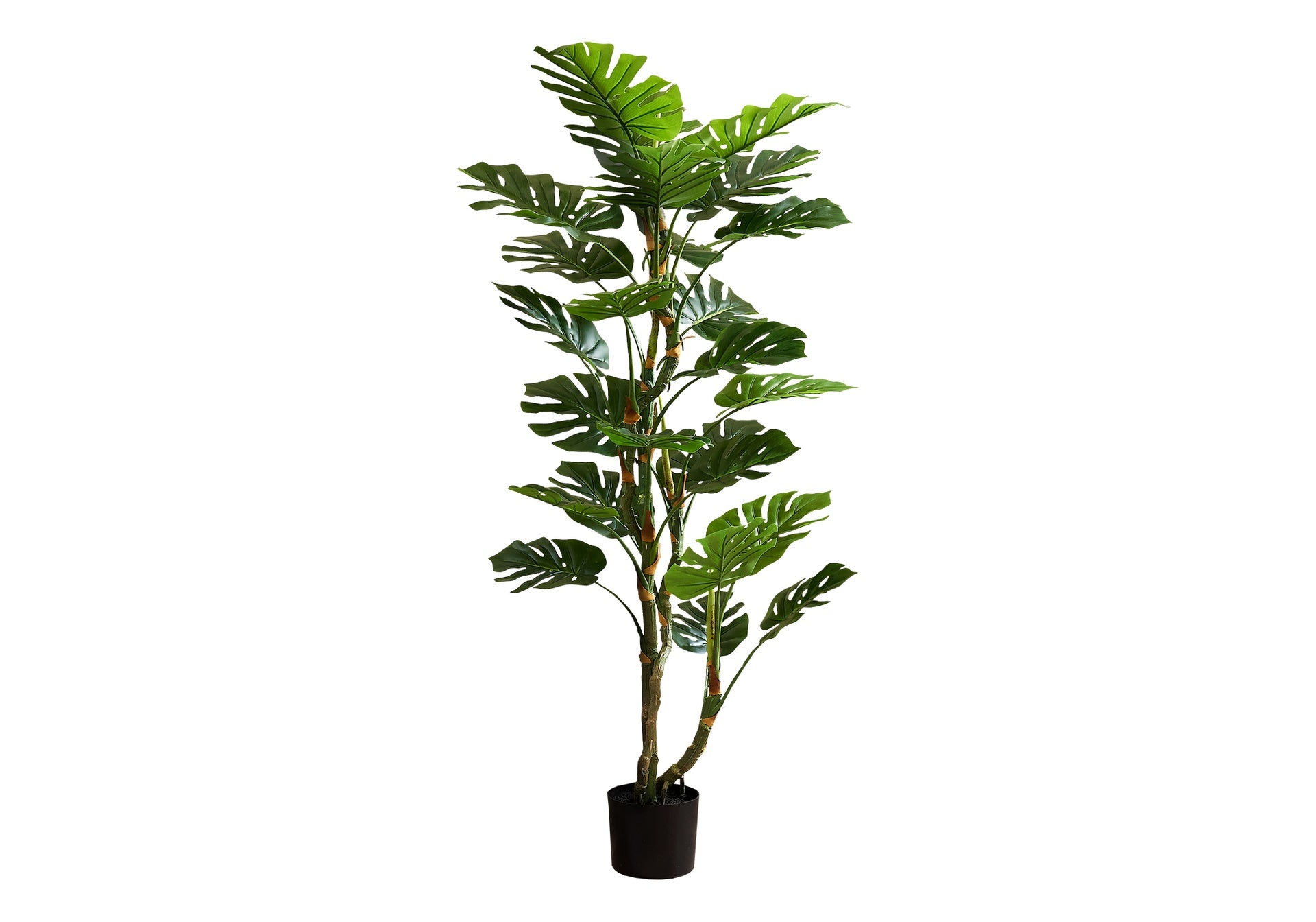 Artificial Plant, 61" Tall, Monstera Tree, Indoor, Potted, Floor, Real Touch, Green Leaves, Black Pot