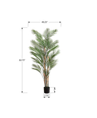 Artificial Plant, 83" Tall, Palm Tree, Decorative, Floor, Indoor, Potted, Real Touch, Green Leaves, Black Pot