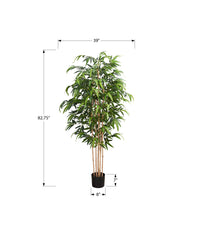 Artificial Plant, 83" Tall, Bamboo Tree, Floor, Indoor, Potted, Real Touch, Green Leaves, Black Pot