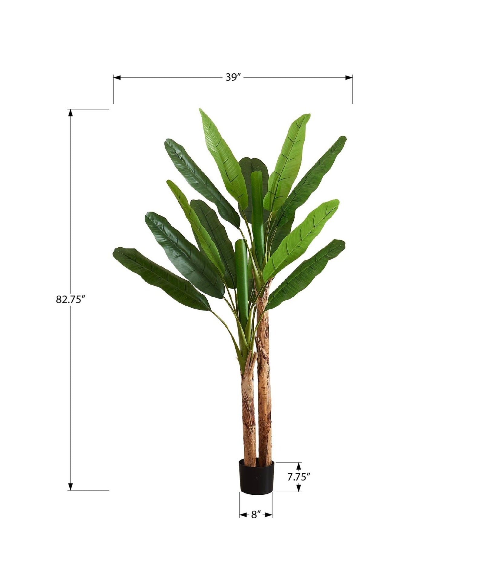 Artificial Plant, 83" Tall, Banana Tree, Indoor, Decorative, Faux, Floor, Potted, Real Touch, Green Leaves, Black Pot