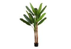 Artificial Plant, 83" Tall, Banana Tree, Indoor, Decorative, Faux, Floor, Potted, Real Touch, Green Leaves, Black Pot