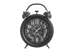 Clocks, 12" Round, Gear Mechanism, Table Clock, Black, Transitional