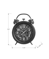 Clocks, 12" Round, Gear Mechanism, Table Clock, Black, Transitional
