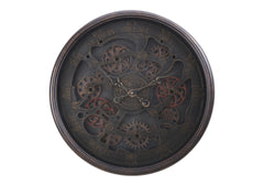 Clocks, 30" Round, Gear Mechanism, Large Oversized, Wall Clock, Black, Transitional