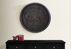 Clocks, 30" Round, Gear Mechanism, Large Oversized, Wall Clock, Black, Transitional