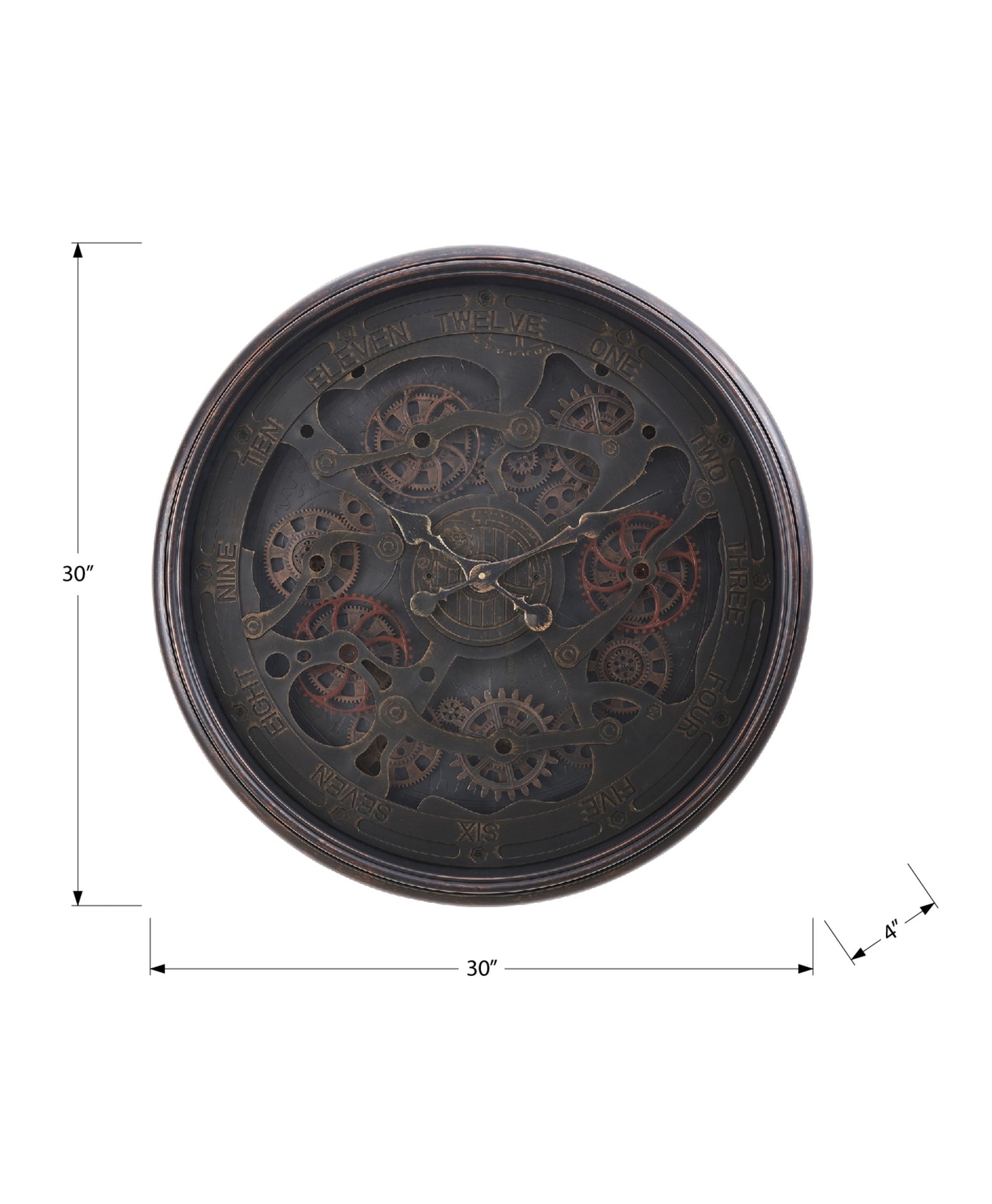Clocks, 30" Round, Gear Mechanism, Large Oversized, Wall Clock, Black, Transitional