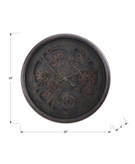 Clocks, 30" Round, Gear Mechanism, Large Oversized, Wall Clock, Black, Transitional