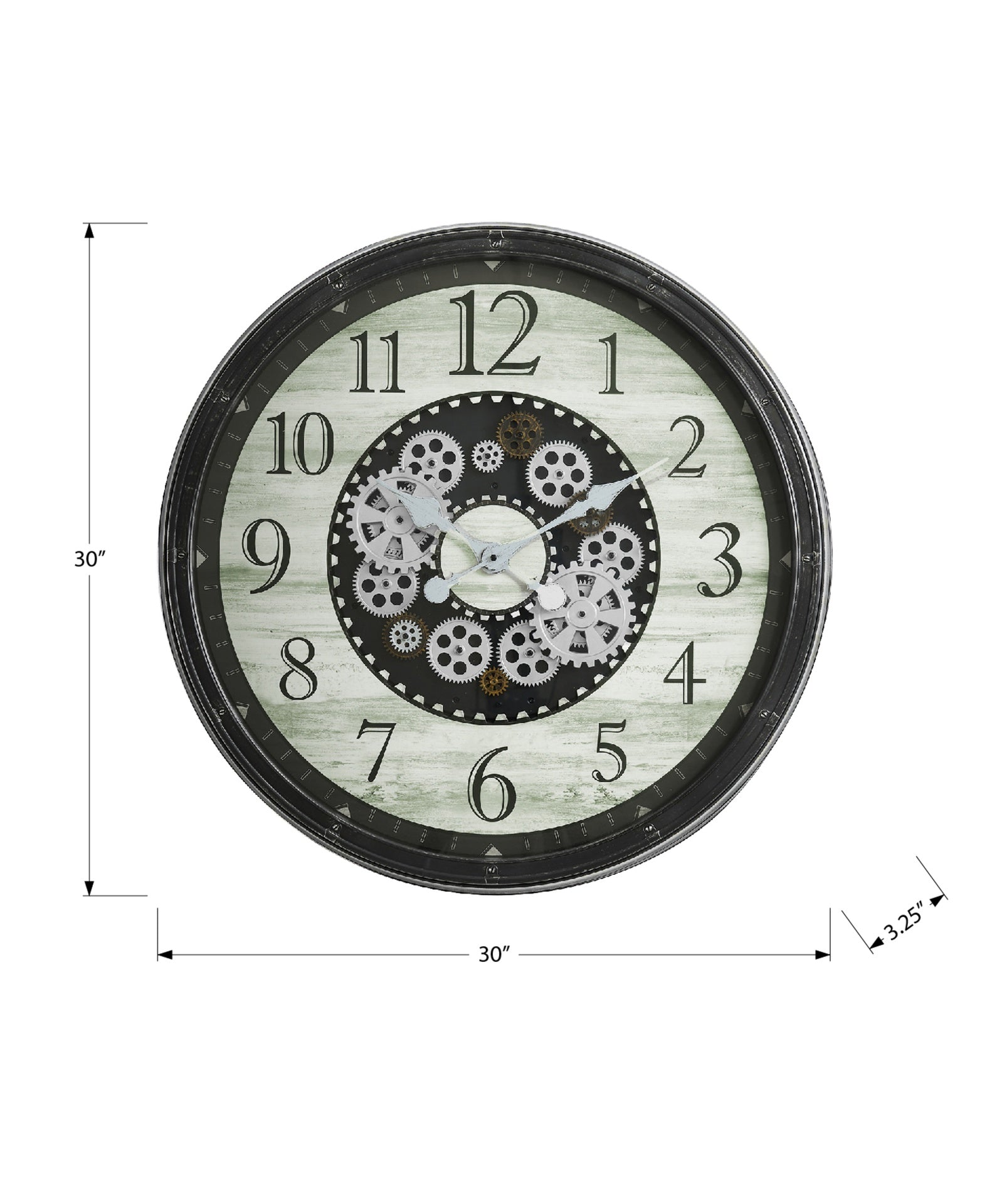 Clocks, 30" Round, Gear Mechanism, Large Oversized, Wall Clock, Brown, Transitional