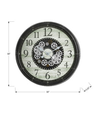 Clocks, 30" Round, Gear Mechanism, Large Oversized, Wall Clock, Brown, Transitional