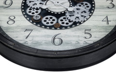 Clocks, 30" Round, Gear Mechanism, Large Oversized, Wall Clock, Brown, Transitional