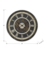 Clocks, 30" Round, Gear Mechanism, Large Oversized, Wall Clock, Brown, Transitional