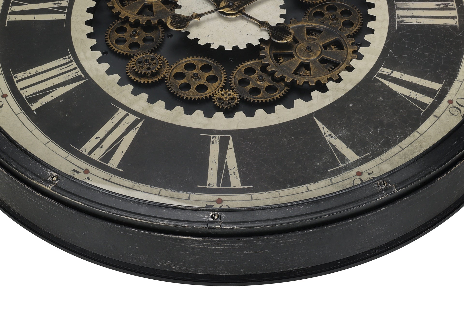 Clocks, 30" Round, Gear Mechanism, Large Oversized, Wall Clock, Brown, Transitional