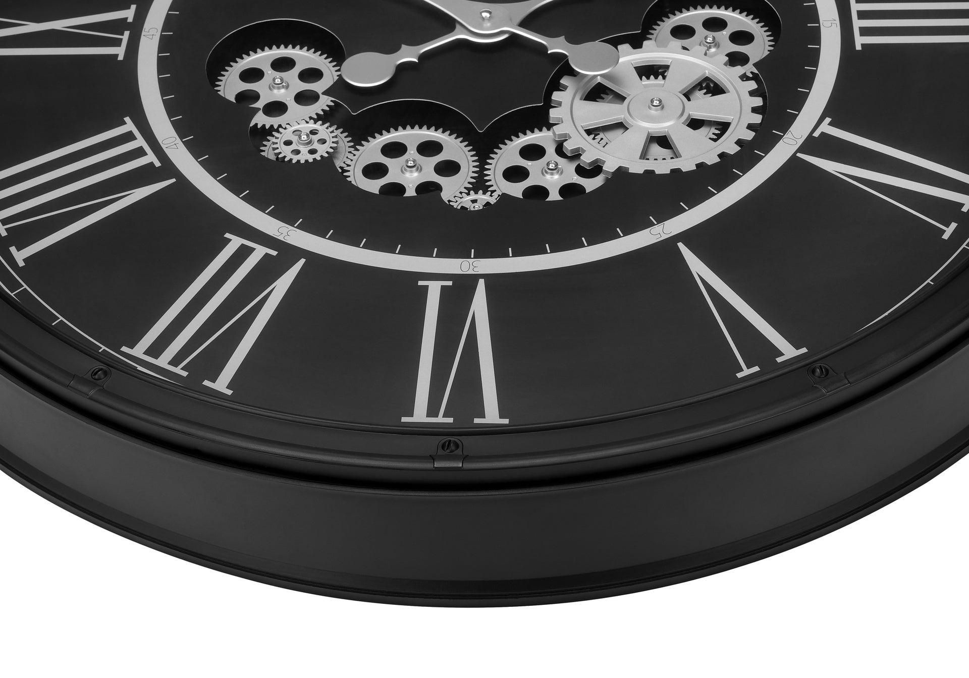 Clocks, 30" Round, Gear Mechanism, Large Oversized, Wall Clock, Black, Transitional