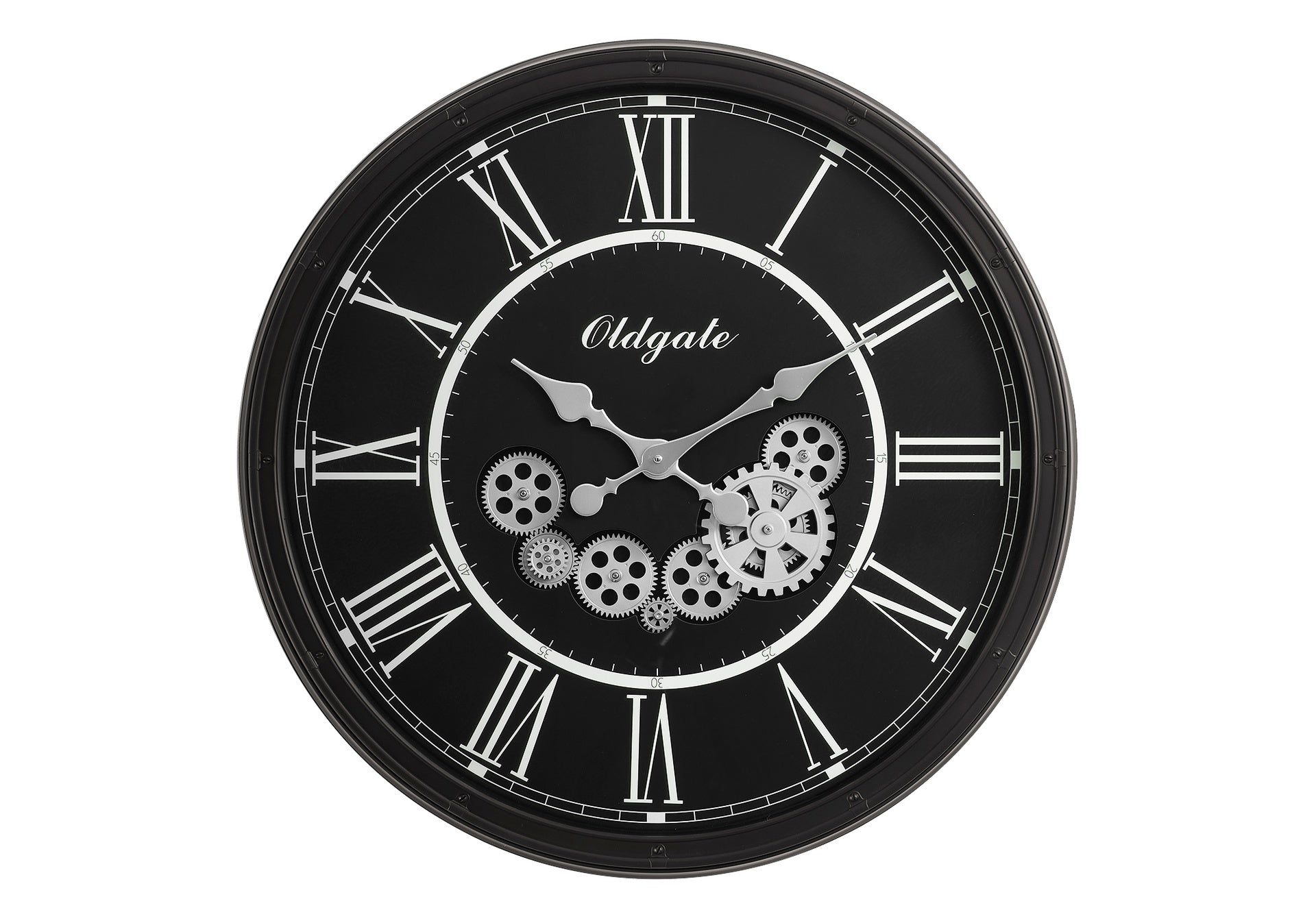 Clocks, 30" Round, Gear Mechanism, Large Oversized, Wall Clock, Black, Transitional