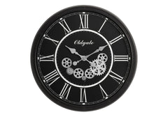 Clocks, 30" Round, Gear Mechanism, Large Oversized, Wall Clock, Black, Transitional