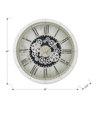 Clocks, 30" Round, Gear Mechanism, Large Oversized, Wall Clock, White, Transitional