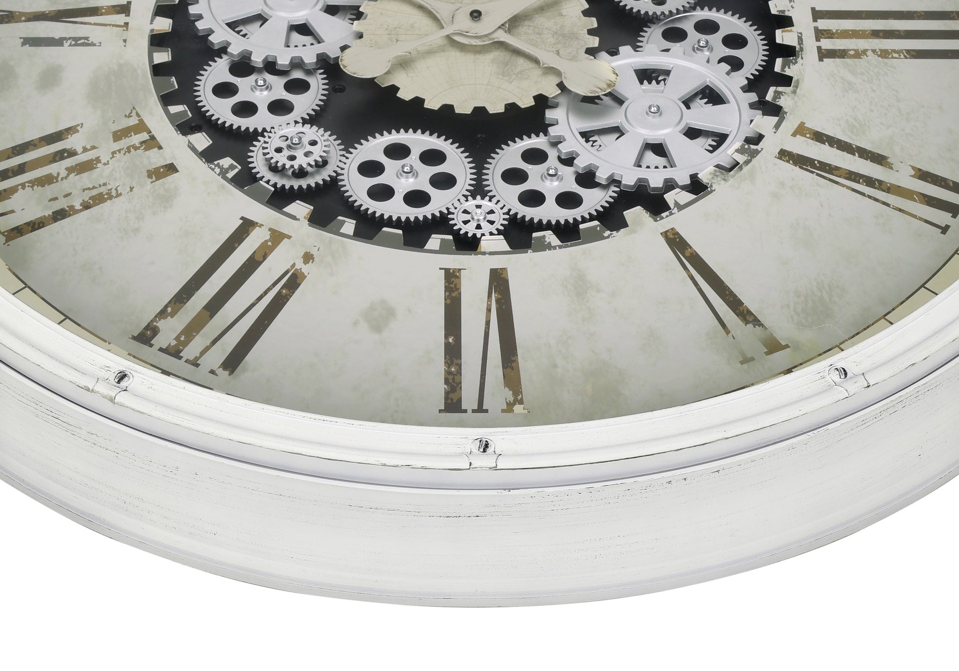 Clocks, 30" Round, Gear Mechanism, Large Oversized, Wall Clock, White, Transitional