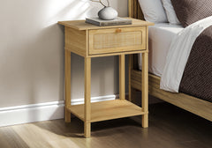 Accent Table, 2 Tier, End, Nightstand, Side Table, Storage Drawer, Bedroom, Living Room, Natural Laminate, Transitional
