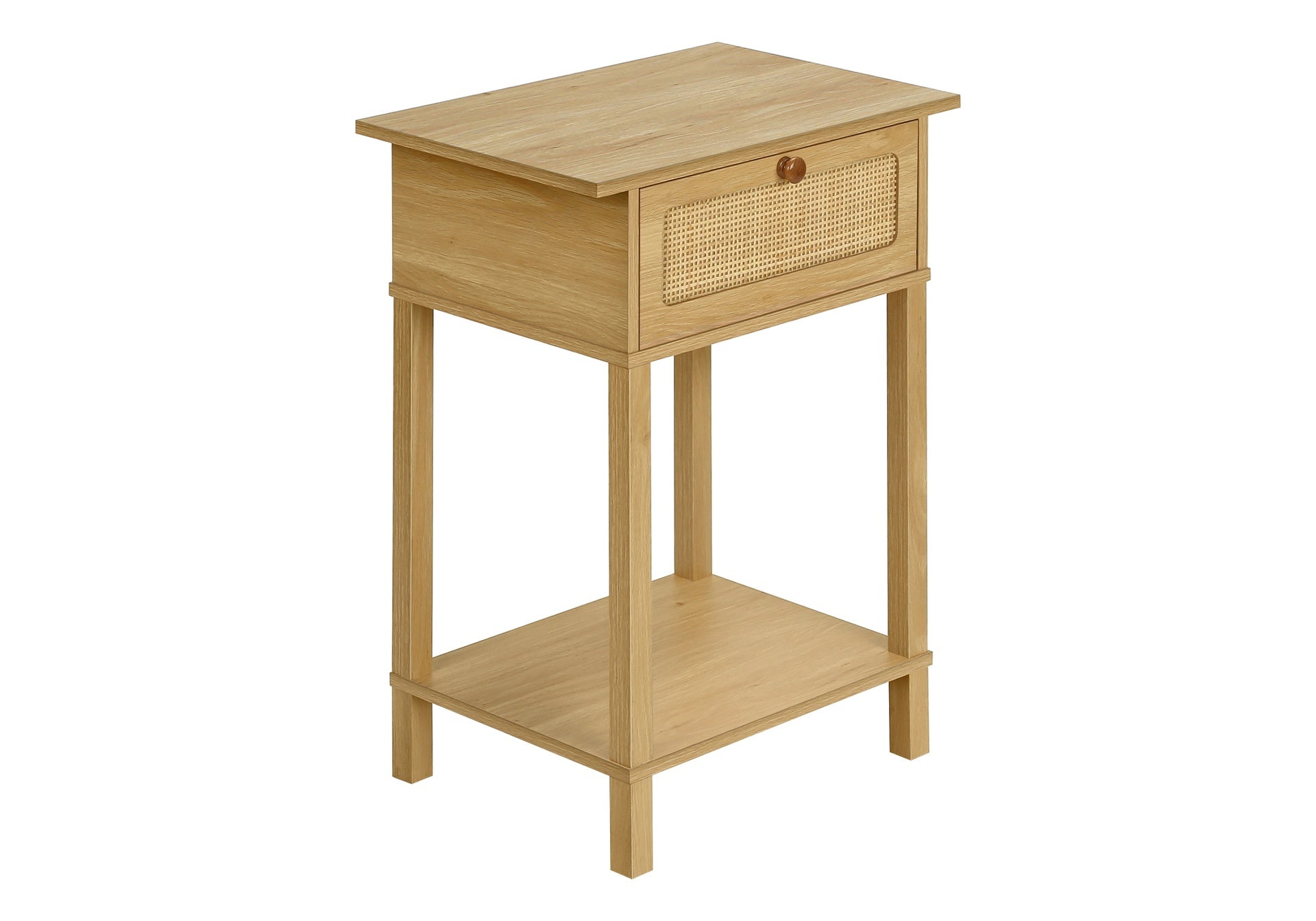 Accent Table, 2 Tier, End, Nightstand, Side Table, Storage Drawer, Bedroom, Living Room, Natural Laminate, Transitional