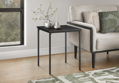 Accent Table, 22" H, Side Table, End, Small, Nightstand, Square, Bedroom, Living Room, Black Laminate, Black Metal, Contemporary, Modern