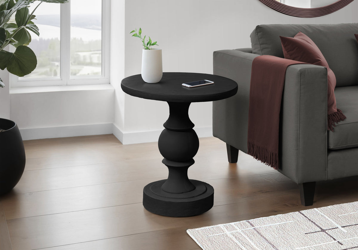 Accent Table, 25"h, Indoor Or Outdoor, Bedroom, End, Living Room, Nightstand, Round, Side Table, Black, Transitional