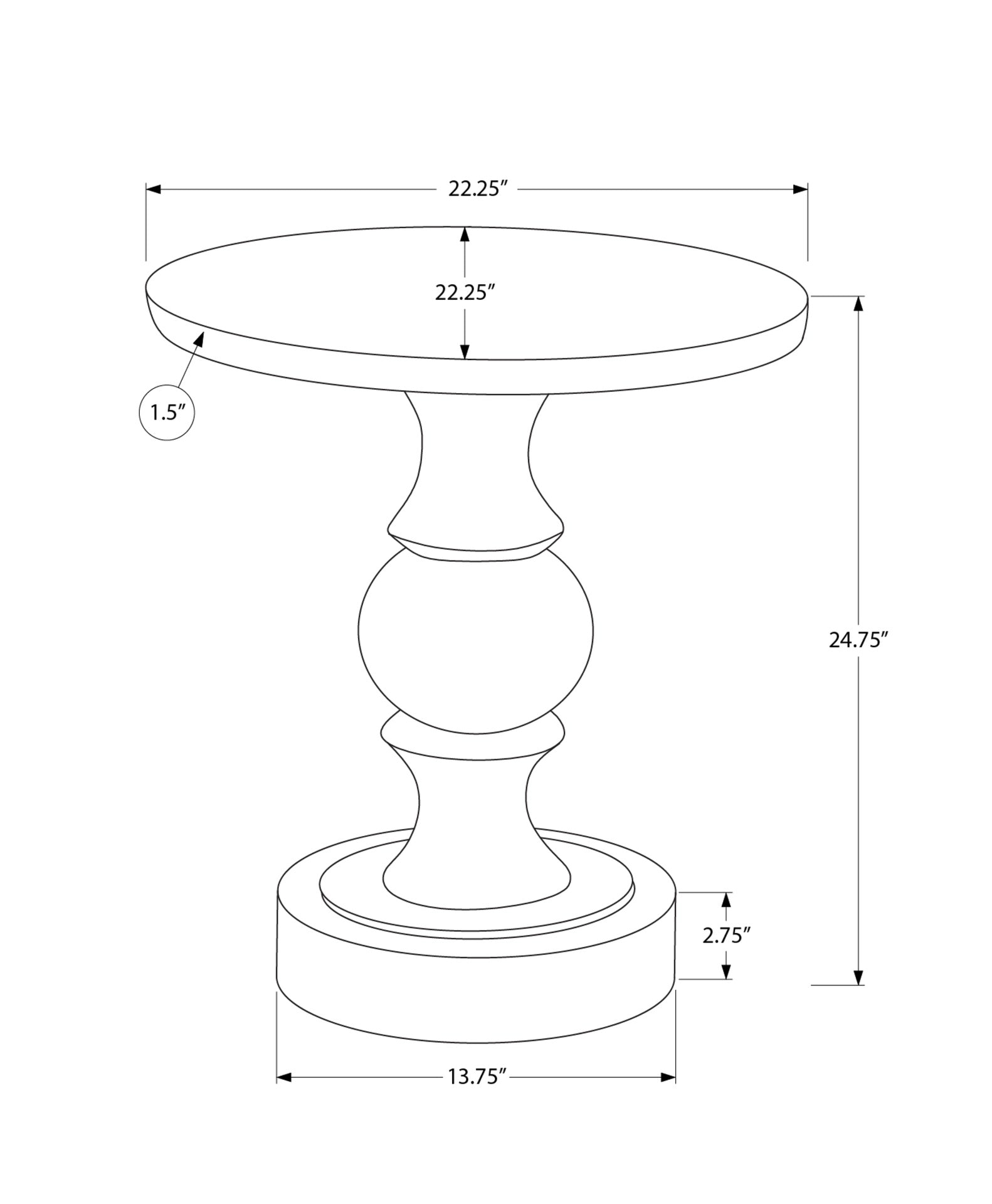 Accent Table, 25"h, Indoor Or Outdoor, Bedroom, End, Living Room, Nightstand, Round, Side Table, Grey, Transitional