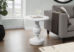 Accent Table, 25"h, Indoor Or Outdoor, Bedroom, End, Living Room, Nightstand, Round, Side Table, White, Transitional