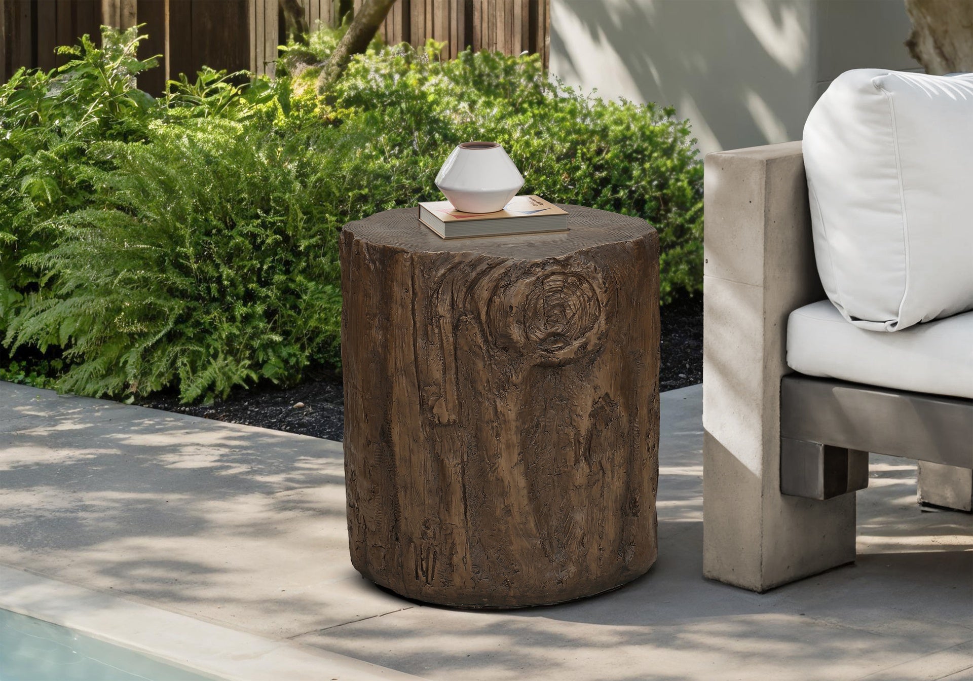 Accent Table, 25"h, Indoor Or Outdoor, Drum, End, Nightstand, Round, Side Table, Living Room, Bedroom, Walnut, Contemporary, Modern