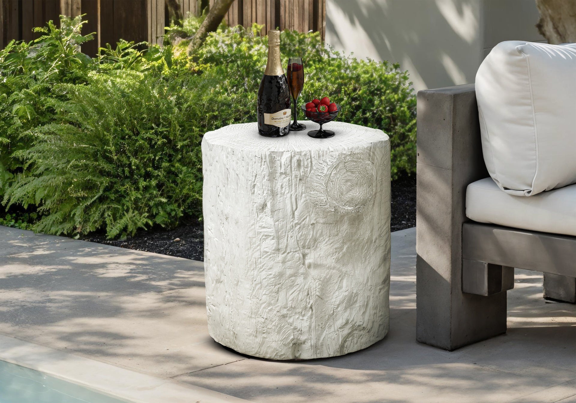 Accent Table, 25"h, Indoor Or Outdoor, Drum, End, Nightstand, Round, Side Table, Living Room, Bedroom, White, Contemporary, Modern