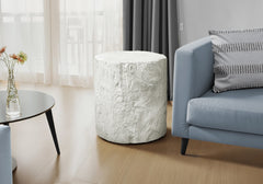 Accent Table, 25"h, Indoor Or Outdoor, Drum, End, Nightstand, Round, Side Table, Living Room, Bedroom, White, Contemporary, Modern