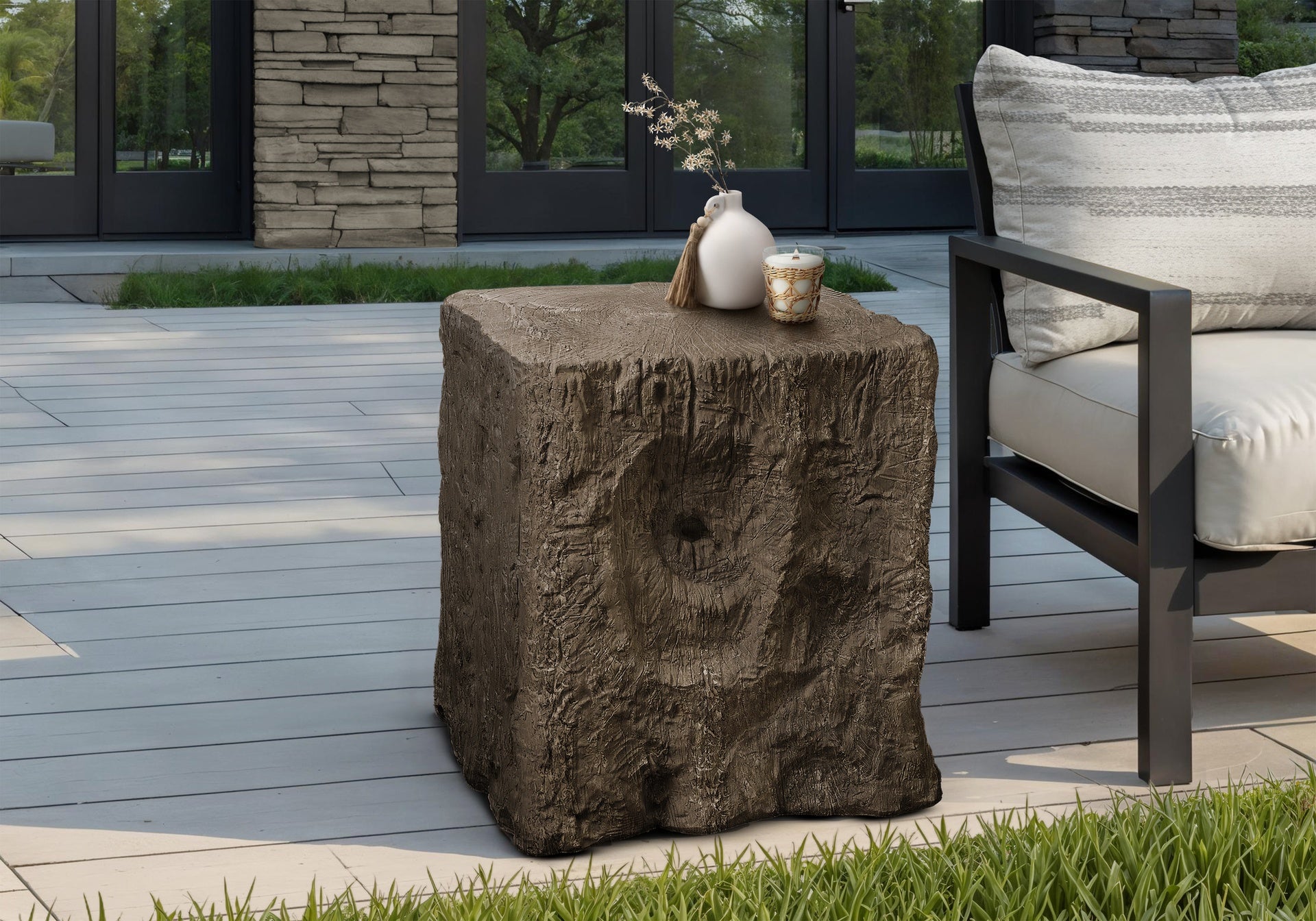 Accent Table, 25"h, Indoor Or Outdoor, End, Nightstand, Side Table, Square, Living Room, Bedroom, Walnut, Contemporary, Modern