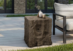 Accent Table, 25"h, Indoor Or Outdoor, End, Nightstand, Side Table, Square, Living Room, Bedroom, Walnut, Contemporary, Modern