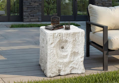 Accent Table, 25"h, Indoor Or Outdoor, End, Nightstand, Side Table, Square, Living Room, Bedroom, White, Contemporary, Modern