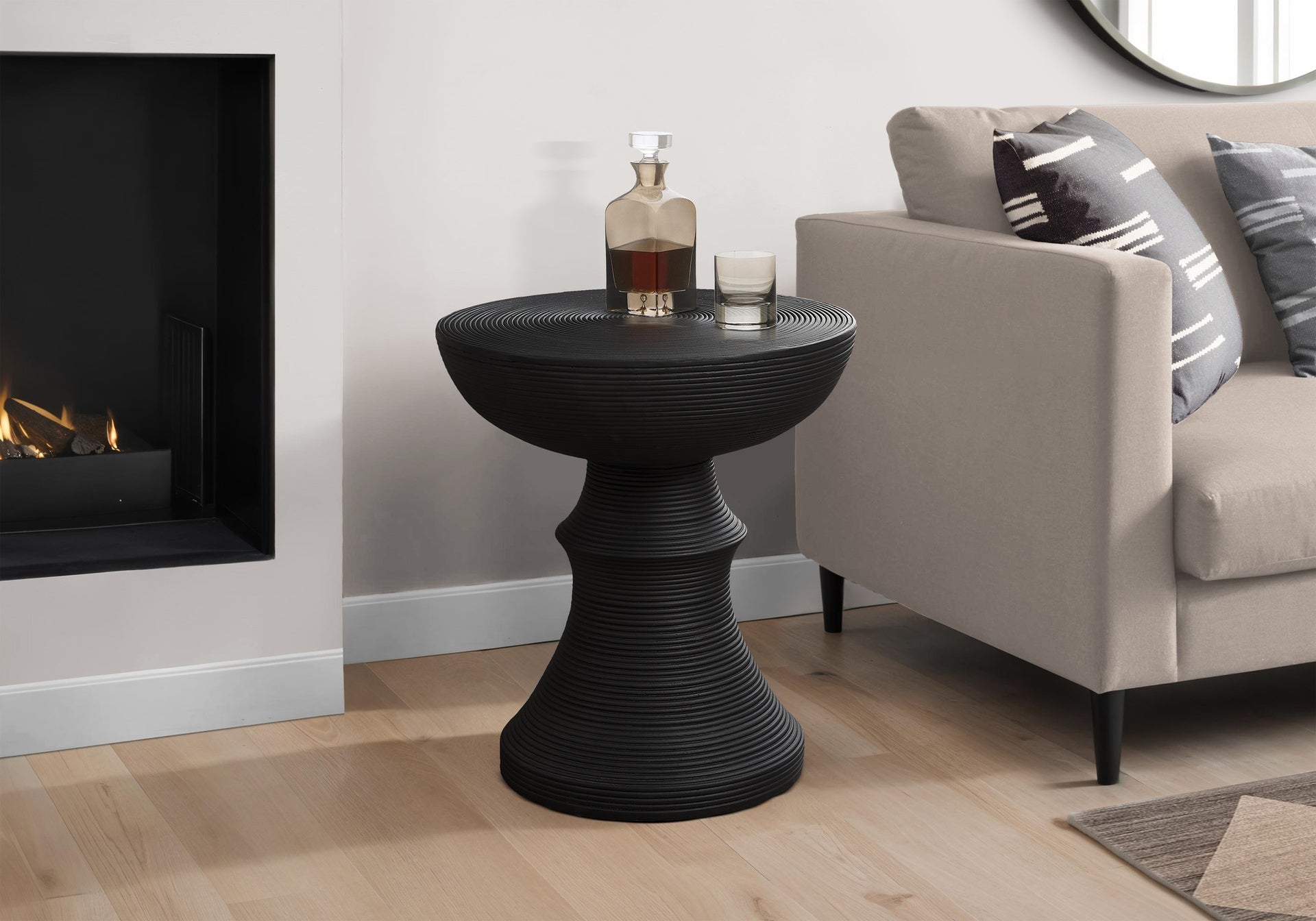 Accent Table, 25"h, Indoor Or Outdoor, Side Table, End, Bedroom, Living Room, Nightstand, Round, Black, Contemporary, Modern