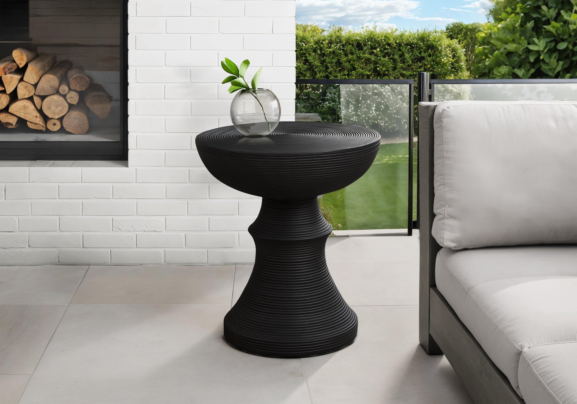 Accent Table, 25"h, Indoor Or Outdoor, Side Table, End, Bedroom, Living Room, Nightstand, Round, Black, Contemporary, Modern