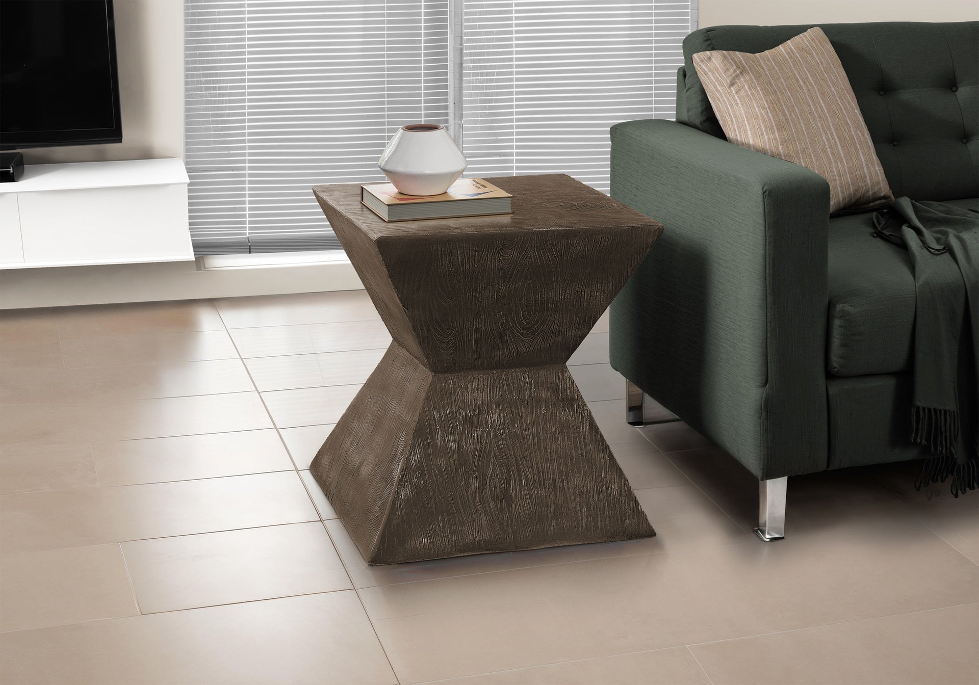 Accent Table, 25"h, Indoor Or Outdoor, Side Table, End, Nightstand, Bedroom, Living Room, Walnut, Contemporary, Modern