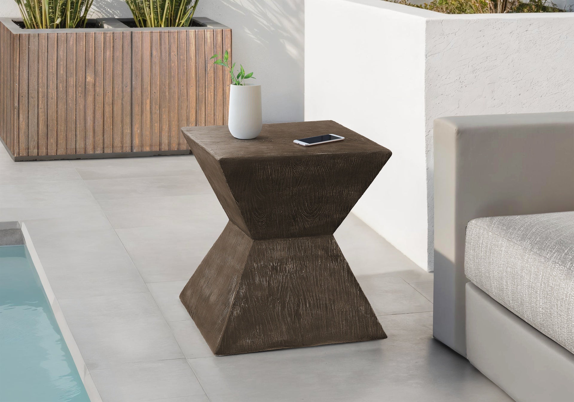 Accent Table, 25"h, Indoor Or Outdoor, Side Table, End, Nightstand, Bedroom, Living Room, Walnut, Contemporary, Modern