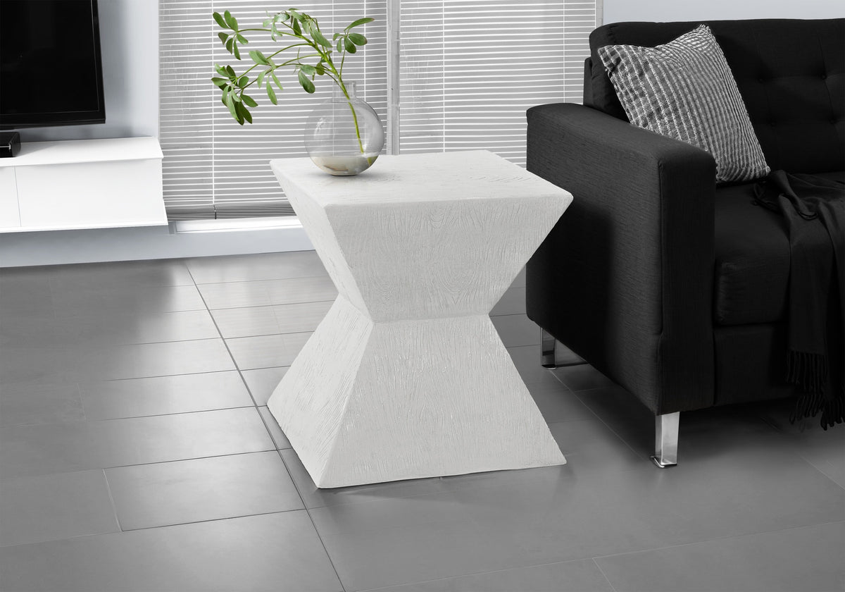 Accent Table, 25"h, Indoor Or Outdoor, Side Table, End, Nightstand, Bedroom, Living Room, White, Contemporary, Modern