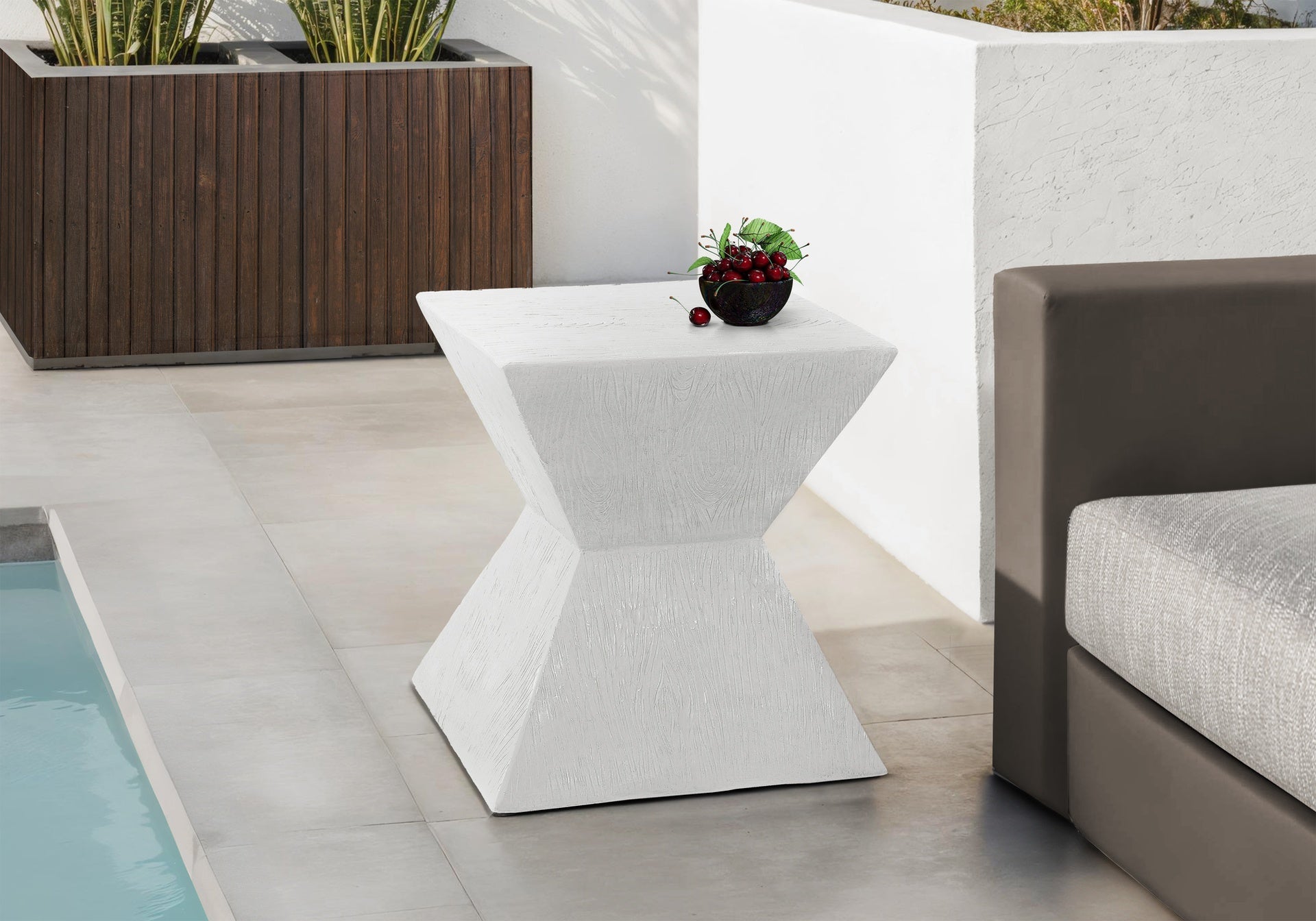 Accent Table, 25"h, Indoor Or Outdoor, Side Table, End, Nightstand, Bedroom, Living Room, White, Contemporary, Modern
