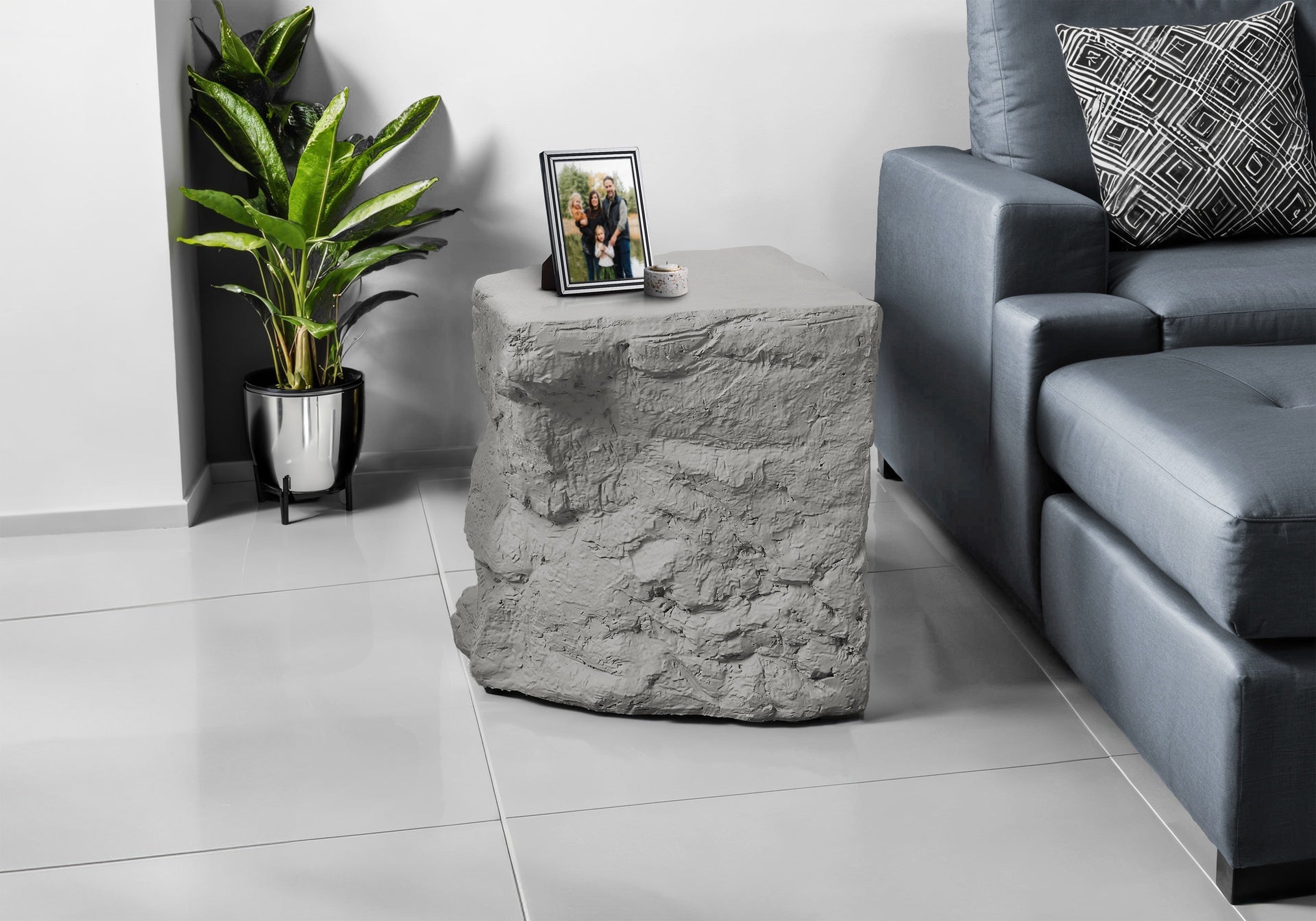 Accent Table, 25"h, Indoor Or Outdoor, Side Table, Nightstand, End, Bedroom, Living Room, Grey, Contemporary, Modern
