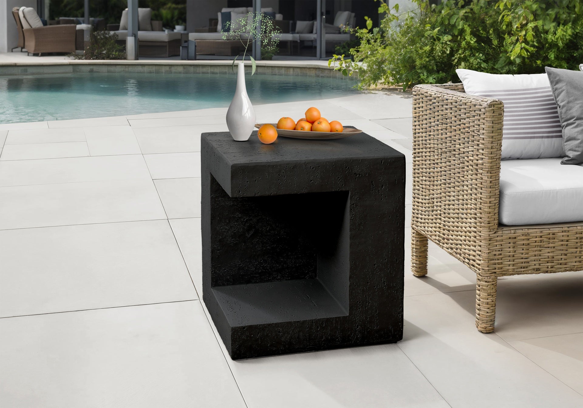 Accent Table, 25"h, Indoor Or Outdoor, Side Table, Nightstand, End, Square, Bedroom, Living Room, Black, Contemporary, Modern
