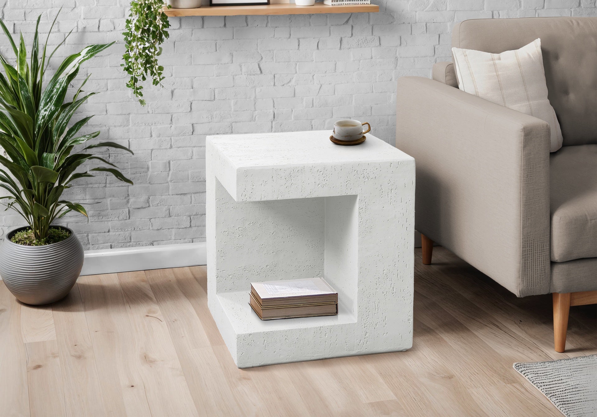 Accent Table, 25"h, Indoor Or Outdoor, Side Table, Nightstand, End, Square, Bedroom, Living Room, White, Contemporary, Modern