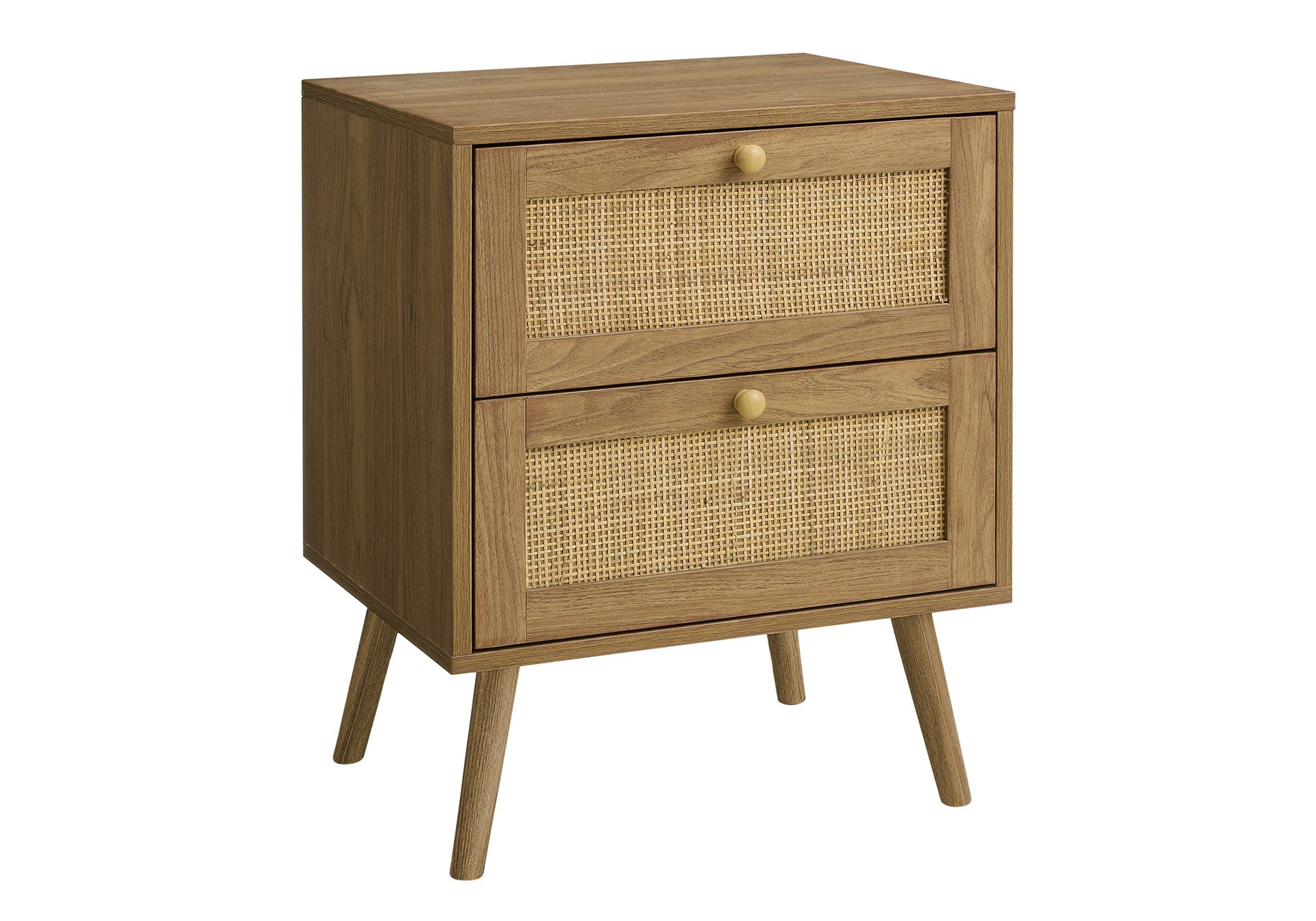 Accent Table, Side Table, End, Bedroom, Living Room, Nightstand, Storage Drawer, Walnut Laminate, Modern, Contemporary