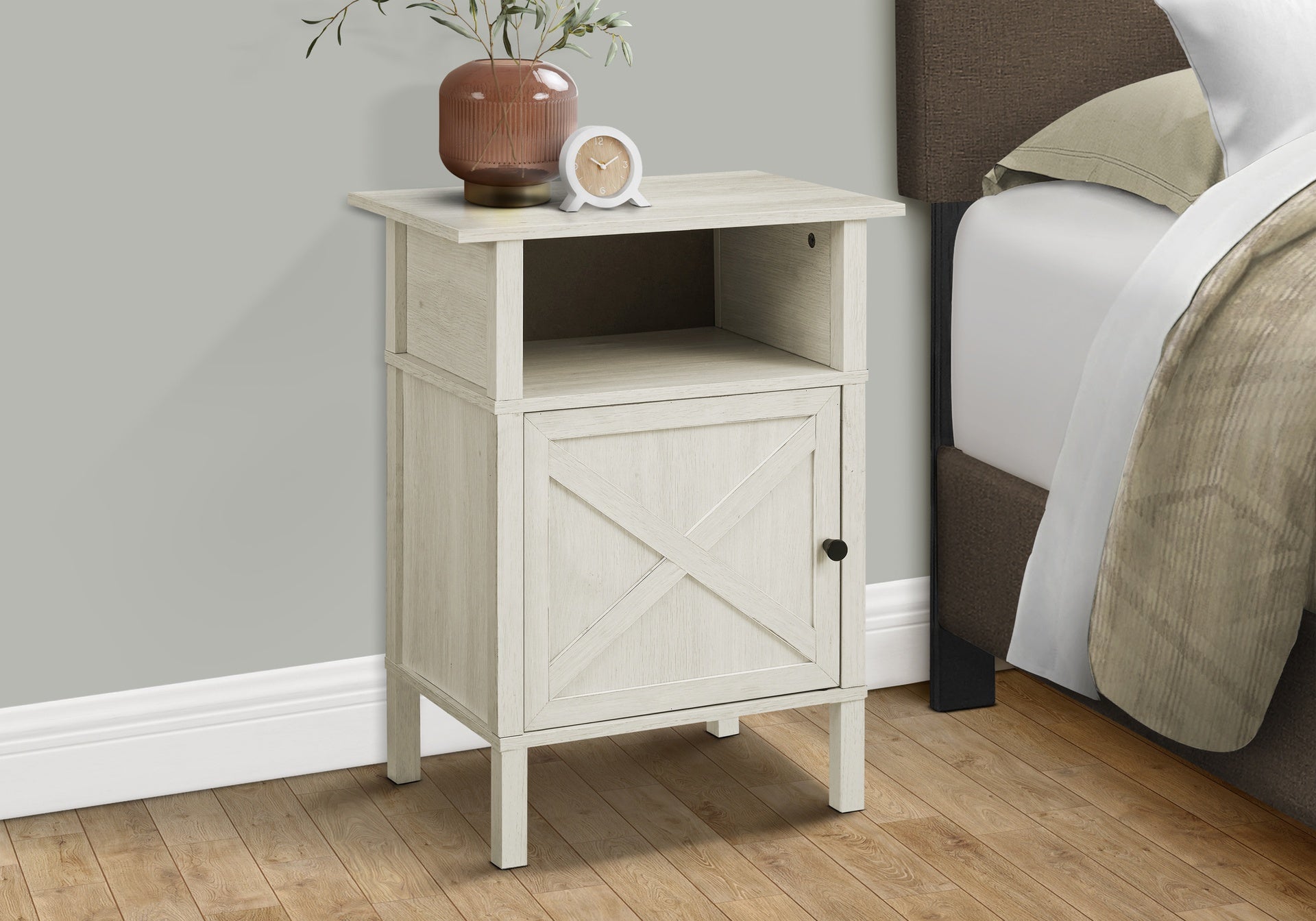 Accent Table, Side Table, End, Living Room, Small, Storage, Washed Oak Laminate, Transitional