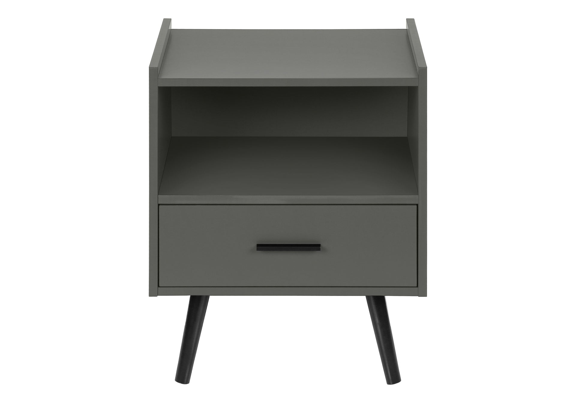 Accent Table, Side Table, End, Storage Drawer, Nightstand, Bedroom, Living Room, Grey Laminate, Contemporary, Modern