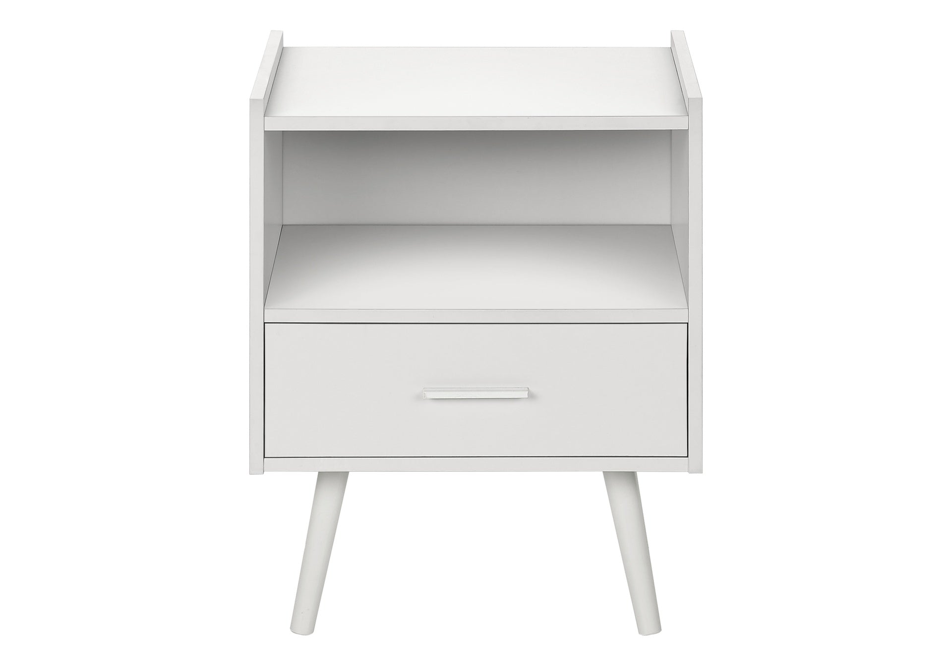 Accent Table, Side Table, End, Storage Drawer, Nightstand, Bedroom, Living Room, White Laminate, Contemporary, Modern