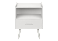 Accent Table, Side Table, End, Storage Drawer, Nightstand, Bedroom, Living Room, White Laminate, Contemporary, Modern