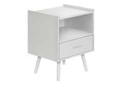 Accent Table, Side Table, End, Storage Drawer, Nightstand, Bedroom, Living Room, White Laminate, Contemporary, Modern